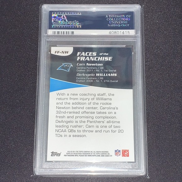 2011 Cam Newton DeAngelo Williams Topps Faces of the Franchise #FF-NW PSA 10 - Picture 2 of 4